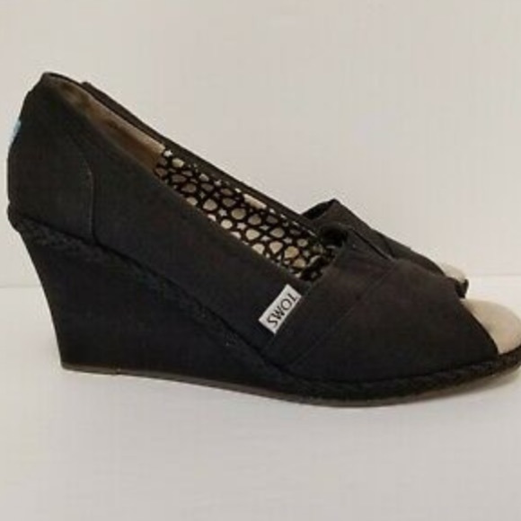 Toms Calypso Wedges - Slip-On Peep /Open Toe Shoes - Picture 7 of 11